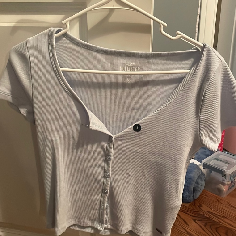 Blue t shirt with buttons